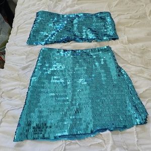 Fashion nova 2 piece blue sequin set